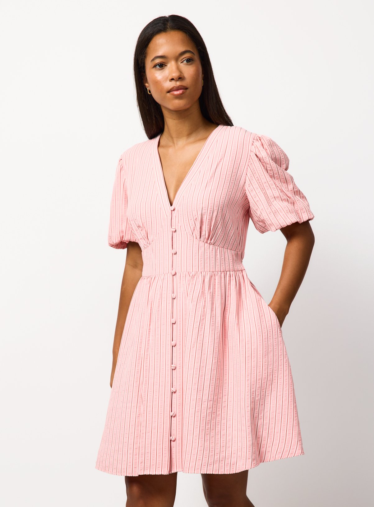 Pink Stripe Mini Tea Dress 10 - Image 2 thumbnail